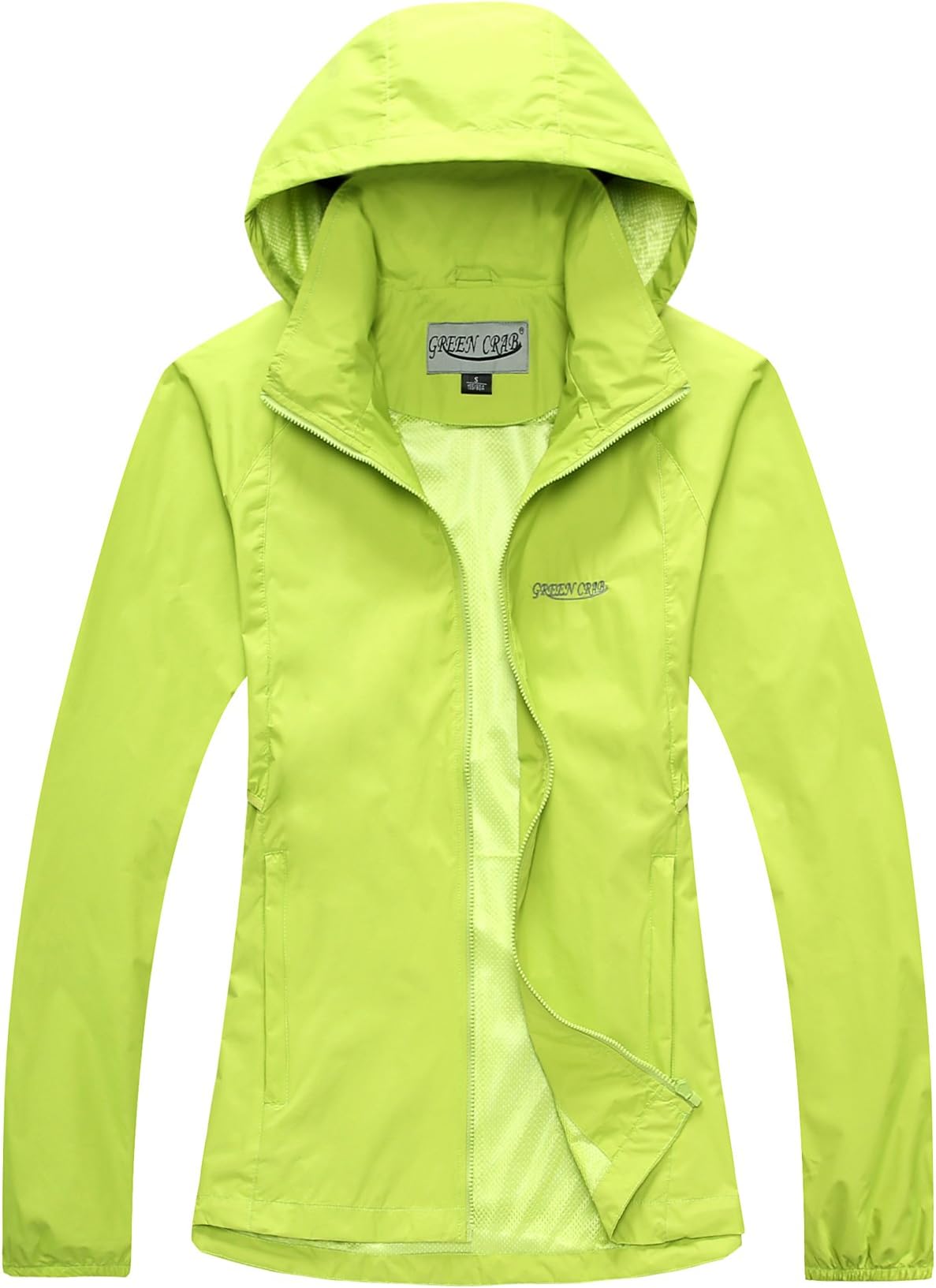 Green Crab Women's Windproof Waterproof Rain Jacket Lady Hooded Breathable Coat