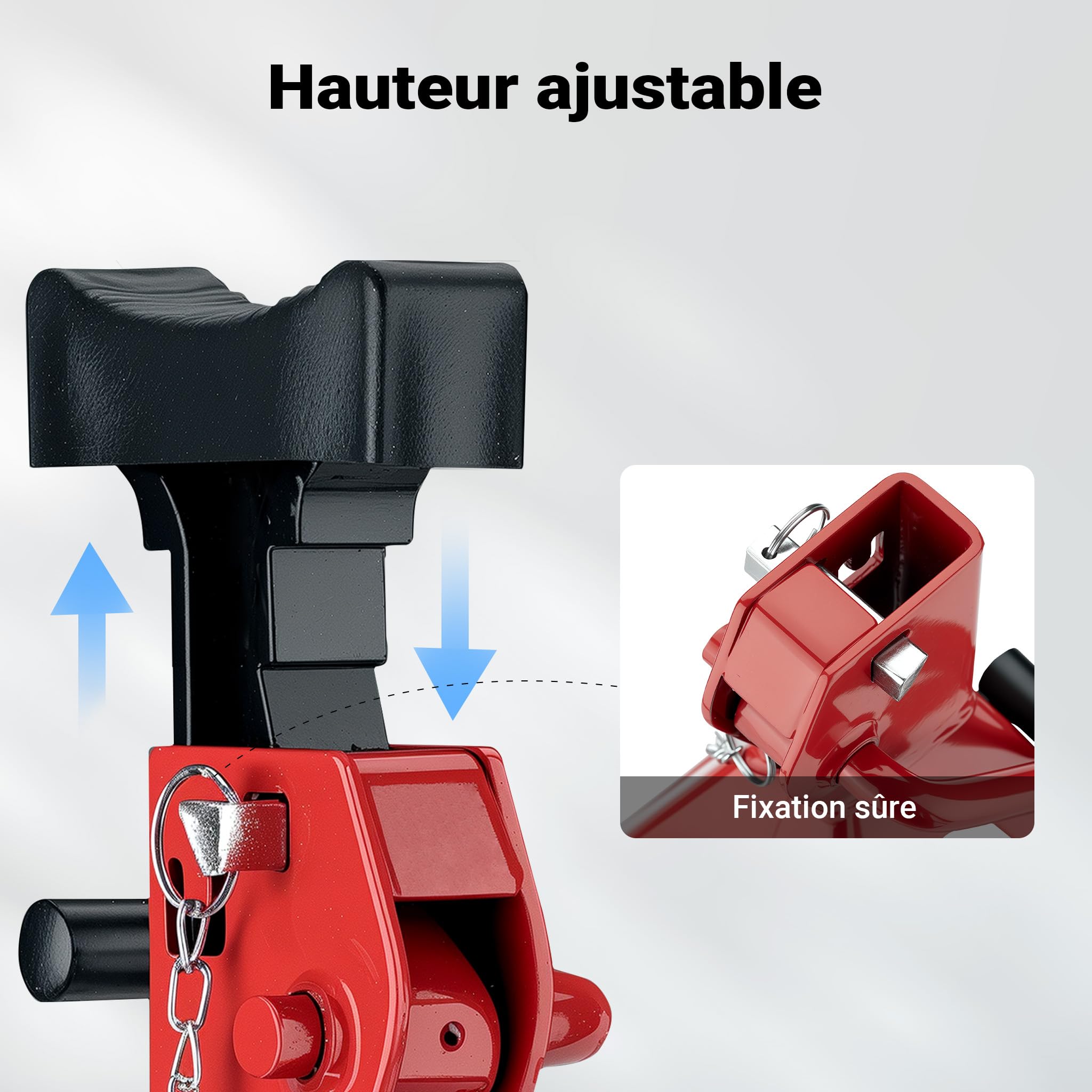 WilTec Set 2 Chandelles de Levage Capacité 6 Tonnes Poids 9 kg Hauteur réglable 390-603 mm Sécurité à Double Verrouillage Grande Base pour la stabilité Cric Équipement Voiture Auto Garage Atelier