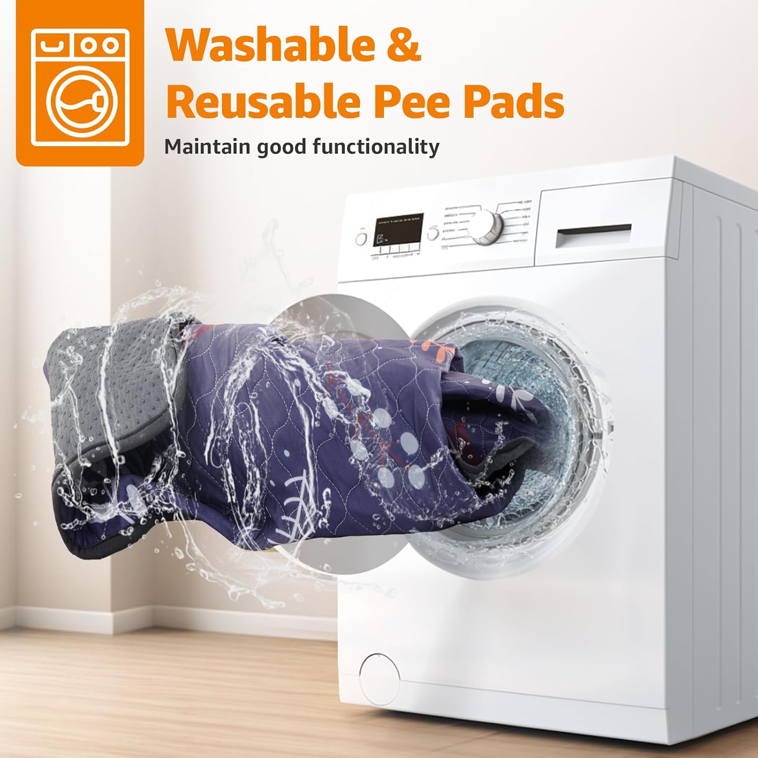 LOOBANI Reusable Pee Pads for Dogs: 2 Pack Washable Puppy Training Pads 24" x 36", Waterproof Dog Pee Pads Non-Slip, Absorbent Dog Whelping Pad for Playpen, Crate, Floor, Sofa, Purple
