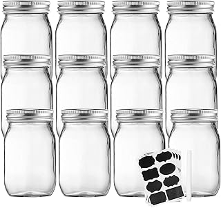 Accguan Mason Jars 16 oz With Regular Lids and Bands, Ideal for Jam, Hon...
