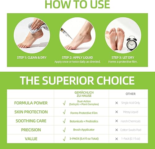 Miniatura 5 de Gemächlich Zu Hause Líquido removedor de verrugas con 17% de ácido salicílico, removedor de verrugas OTC para verrugas comunes y plantares en manos