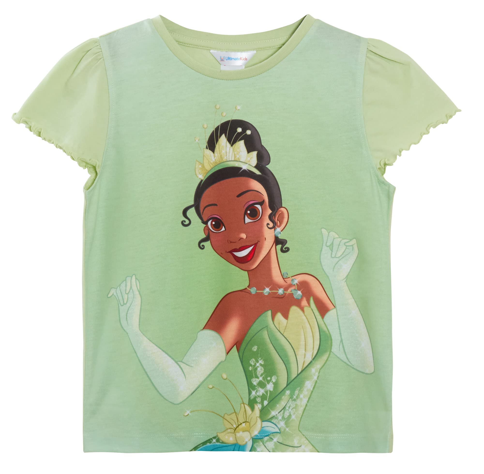 Disney Set di 3 T-Shirt Principesse per Ragazze, Ariel la Sirenetta, Tiana e Cenerentola, Magliette a Maniche Corte