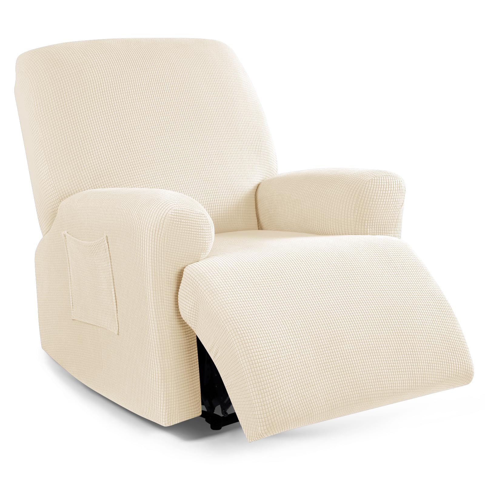 TAOCOCO Oversized Recliner Chair Covers, 1 Seater Streach Recliner Covers Soft Couch Protector Furniture Protector Covers with Elastic Chair Covers Jacquard Pattern, Beige