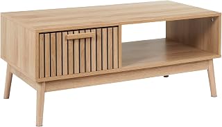 HOME DECO FACTORY Couchtisch Holz mit Schublade und Fach Braun