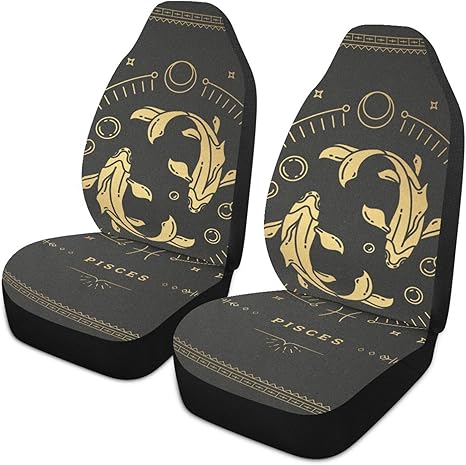 Zodiac-symbol-pisces Front Car Seat Covers Set of 1, Bucket Seats Protector Decor Fit Most Vehicle, Cars, Sedan, Truck, SUV, Van