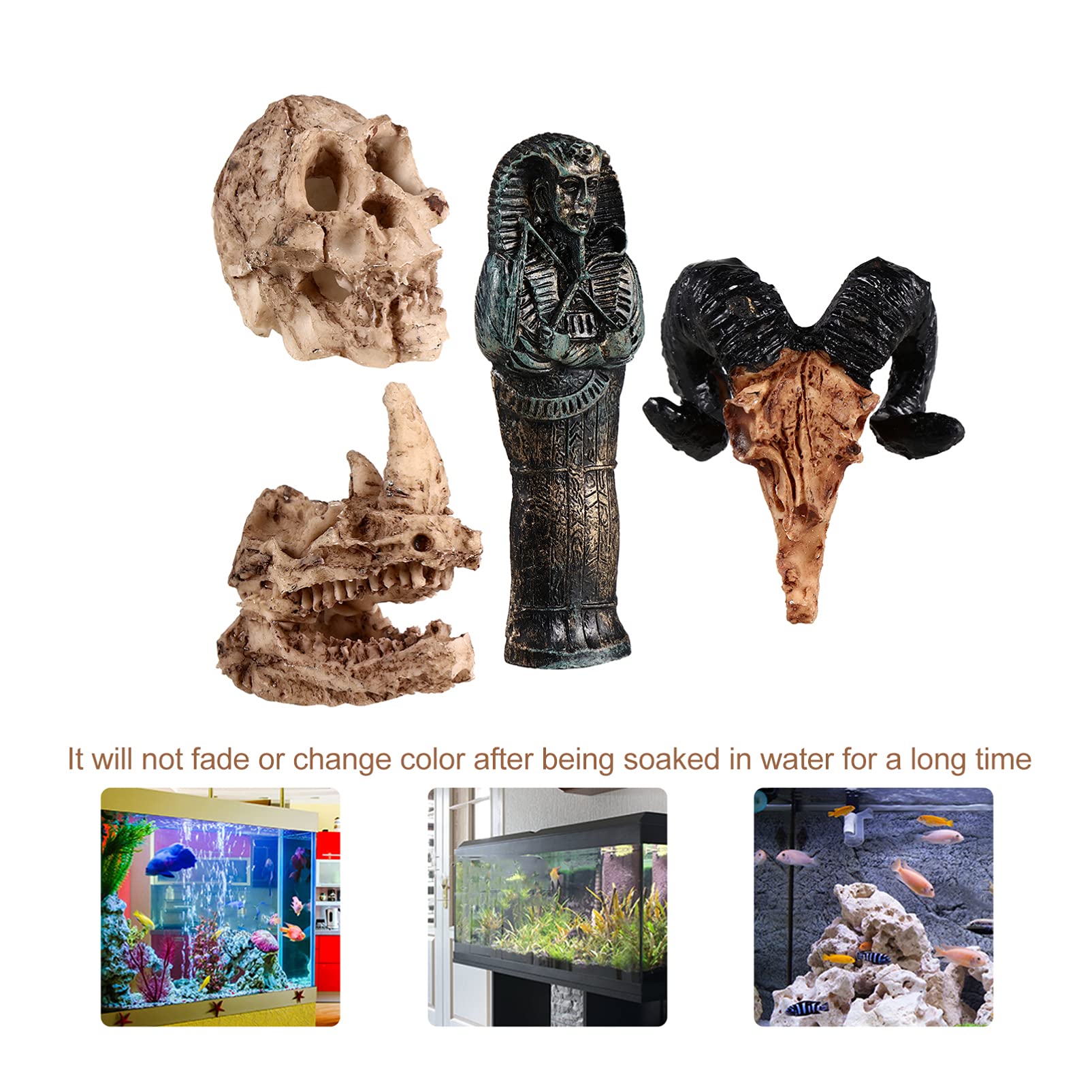 Kisangel 2 Ensembles Décoration De Paysage De Crâne Aquarium Animal De Compagnie Humain Marchandise Accessoires Décorations Maison De Reptiles pour Animaux De Compagnie Réservoir Résine