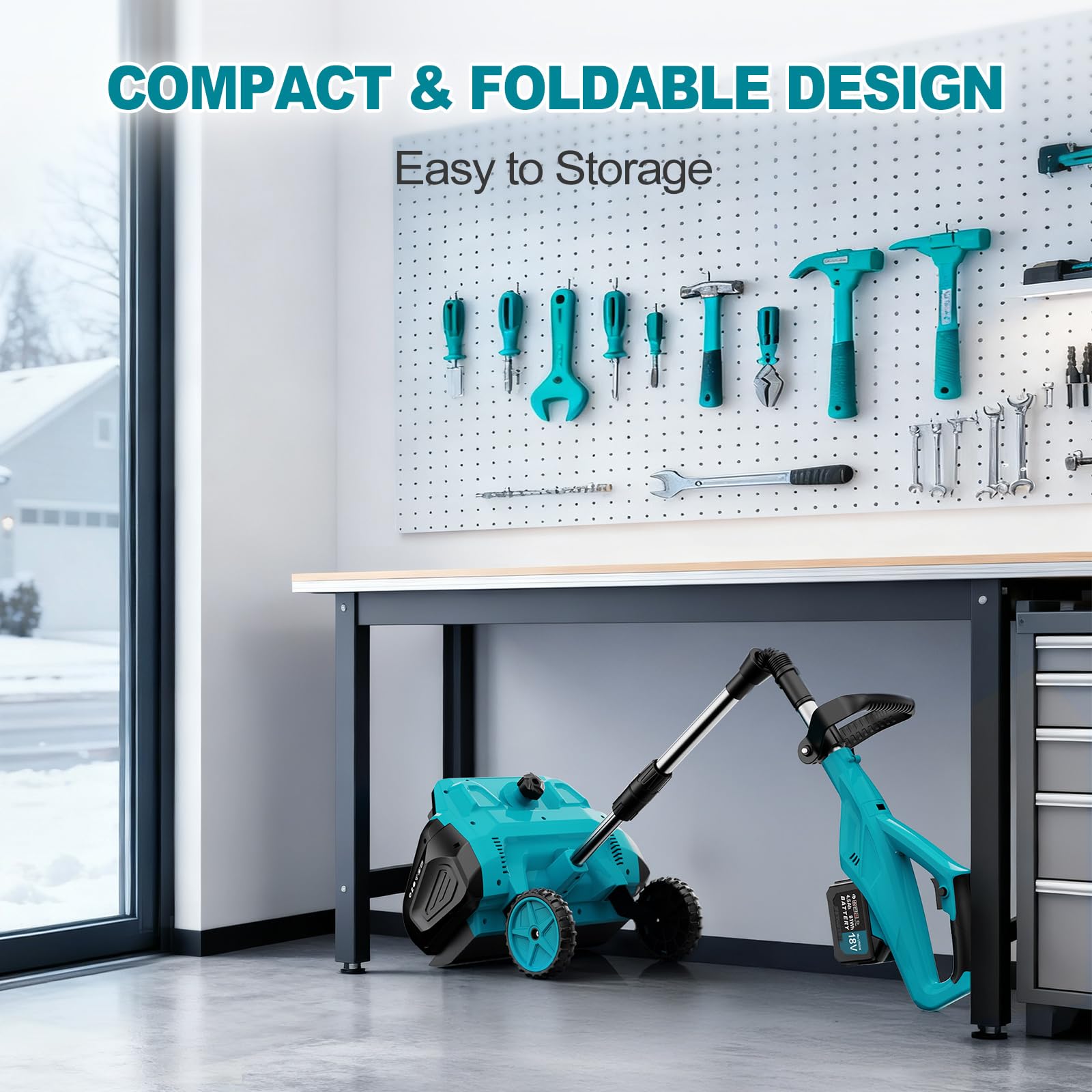 Fraise à Neige sans Fil avec 2x4,5Ah 18V Batteries, Pelle à Neige éLectrique,Brosse à Neige sans Fil 1000W, avec Largeur Déblaiement 40cm, Distance De Projection 8m, Portée et Direction Réglables