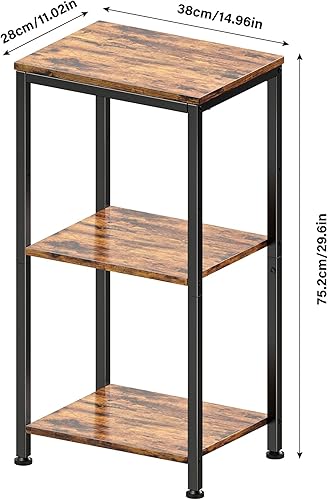 Miniatura 3 de Mesa auxiliar de 3 niveles, mesita de noche alta para espacios pequeños, mesa auxiliar alta con estantes de almacenamiento, mesa de teléfono, mesa