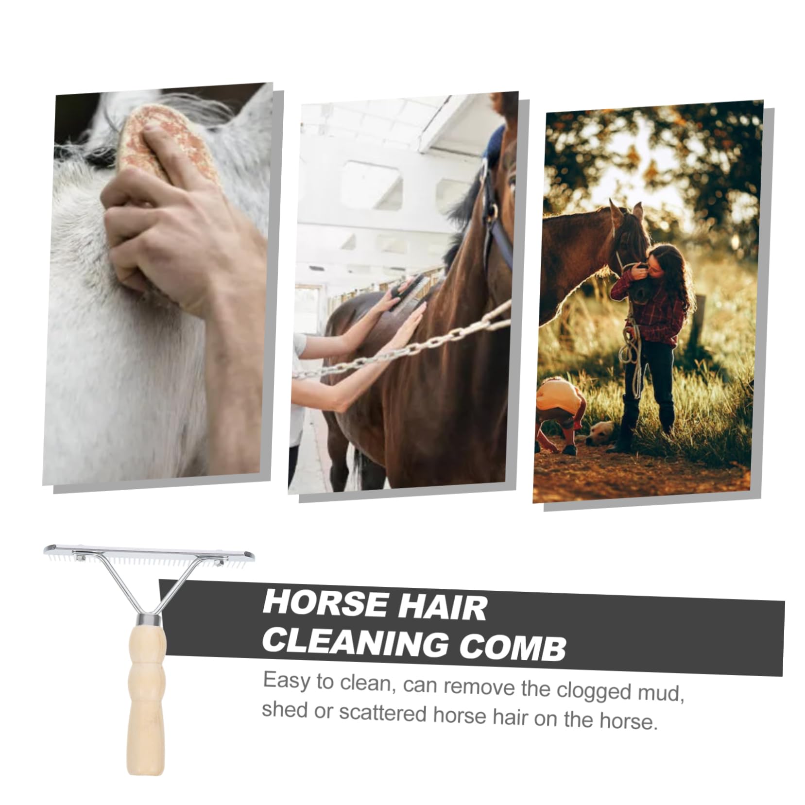 Toddmomy 4 Piezas peine de rastrillo de uñas de caballo Herramienta de limpieza para equinos rastrillo de pieles rastrillo deshojador herramientas cepillo de limpieza peine para caballos