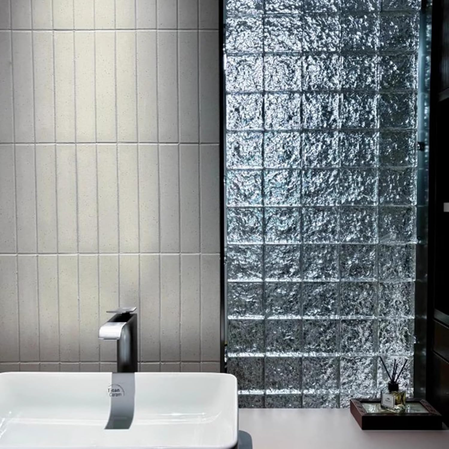 Glass Blocks Transparent Solid Glass Bricks，Solid Double-Sided Crystal Bricks，Office Decorative Partition Wall(Style1)