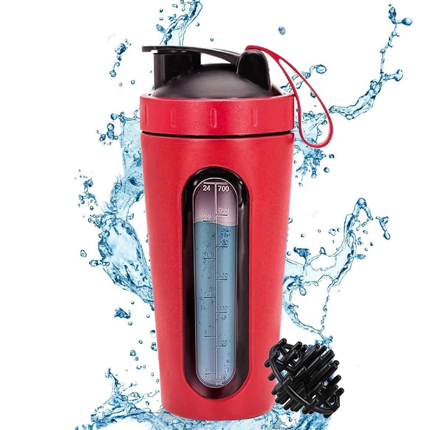 AFITU7 Stainless Steel Protein Shaker Bottle 750 ml, 100% Odorless & Leak-Proof Guarantee, Pre Workout and BCAAs, BPA Free Material Shaker Bottle + Mixing Ball (Red) (B0BF5PB43P) Amazon Price History, Amazon Price Tracker