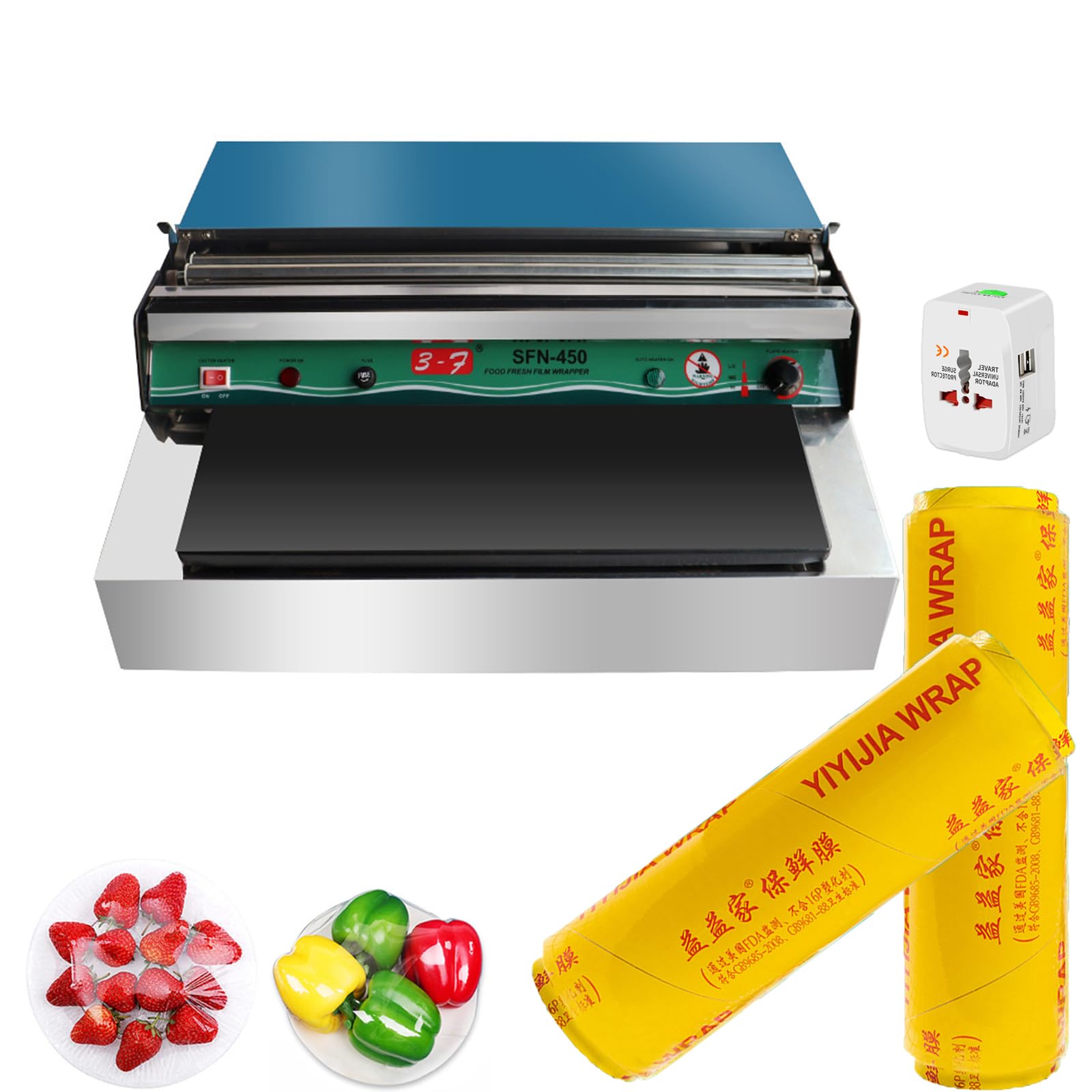 Handlowa maszyna do owijania folii z 2 rolkami 12 cali x 1312 stóp PVC plastikowa folia gospodarstwa domowego do wydajnego pakowania żywności, wielokrotnego użytku z przecinakiem ślizgowym ze stali
