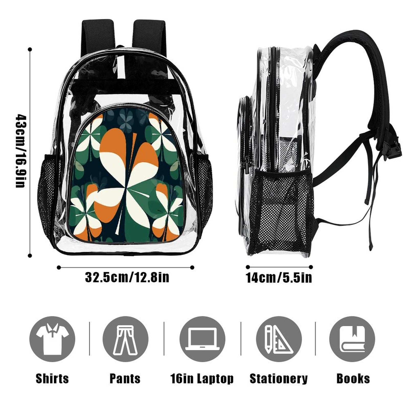 Transparenter Rucksack mit spezieller Form, groß, transparent, PVC, Büchertasche für Sicherheit, Arbeit, Reisen, Stadion