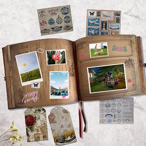 Miniatura 6 de Libro de aventuras diario de viaje, libro de fotos, álbum de recortes, álbum de fotos, recuerdo de viaje de estilo retro, libro de fotos, libro de