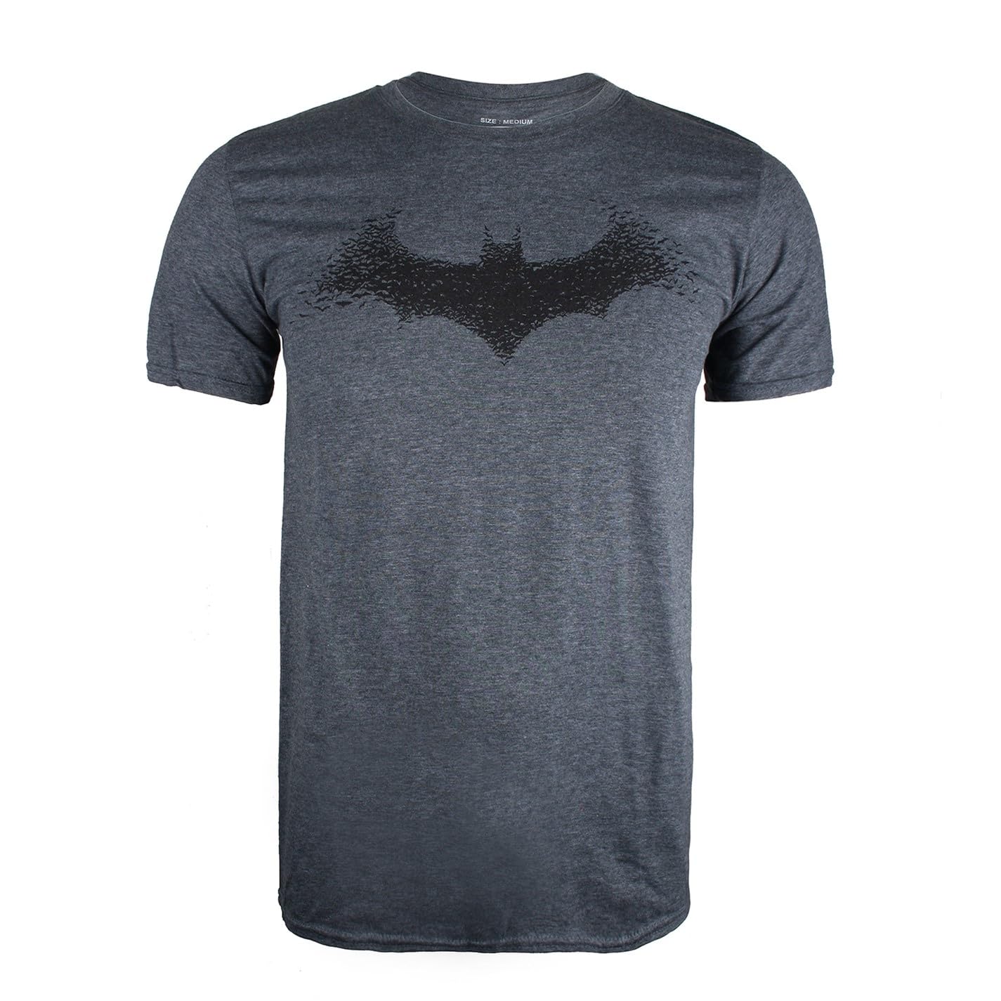 Batman Men's Dark Grey Bat Logo Cotton T-Shirt | Size: Medium