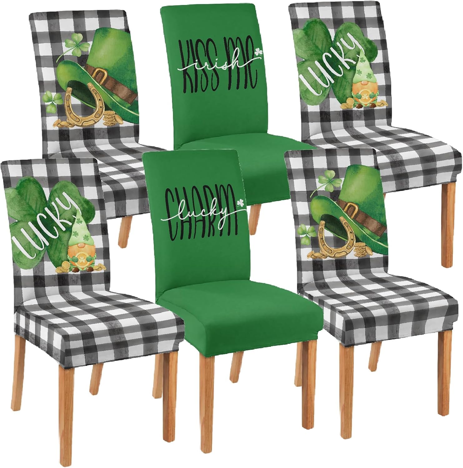 Happy Easter Chair Covers Set of 4 Bunny Rabbits Dining Chair Seat Cover Stretch Removable Egg Chair Slipcover Protector for Easter Dining Room Kitchen Home Decor