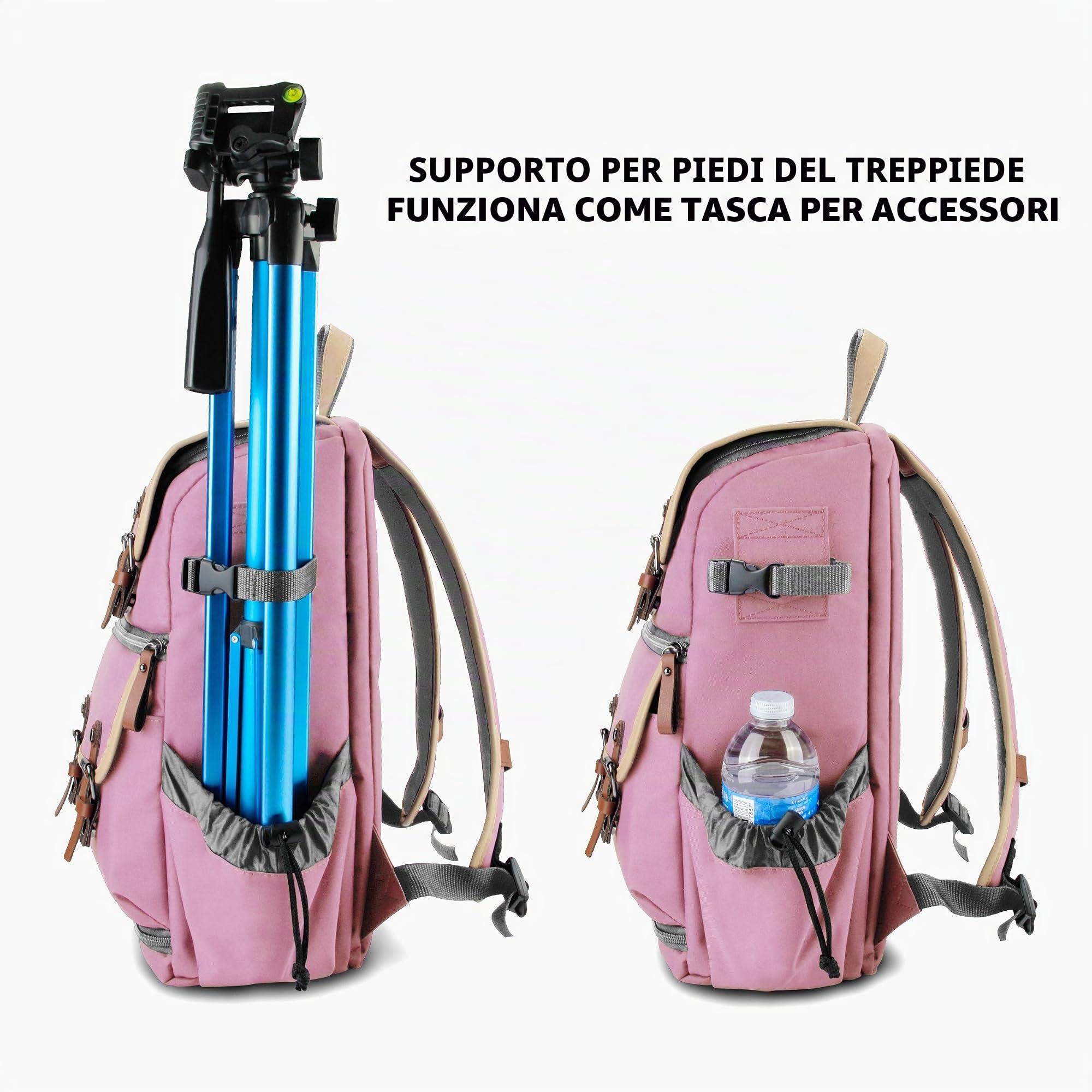 GOgroove Sac à Dos pour Appareil Photo Reflex Numérique avec Compartiment à Tablette, Séparateurs Modulables, Support Trépied & Housse Imperméable pour Canon, Nikon, Olympus et autres - Rose - par