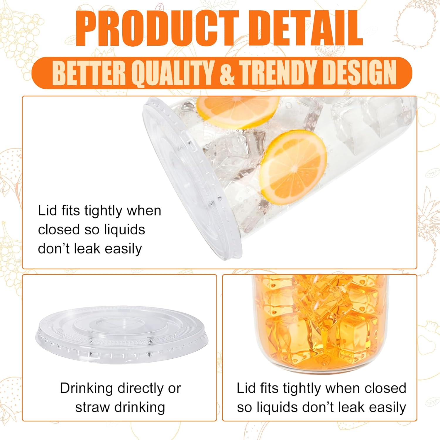 60 Sets Clear Plastic Cups with Lids and Straws,Disposable Round Bottom Cups for Coffee Shops, Cold Drinks, Juice, Smoothies, Milkshakes Party, Christmas, Birthdays, Takeout