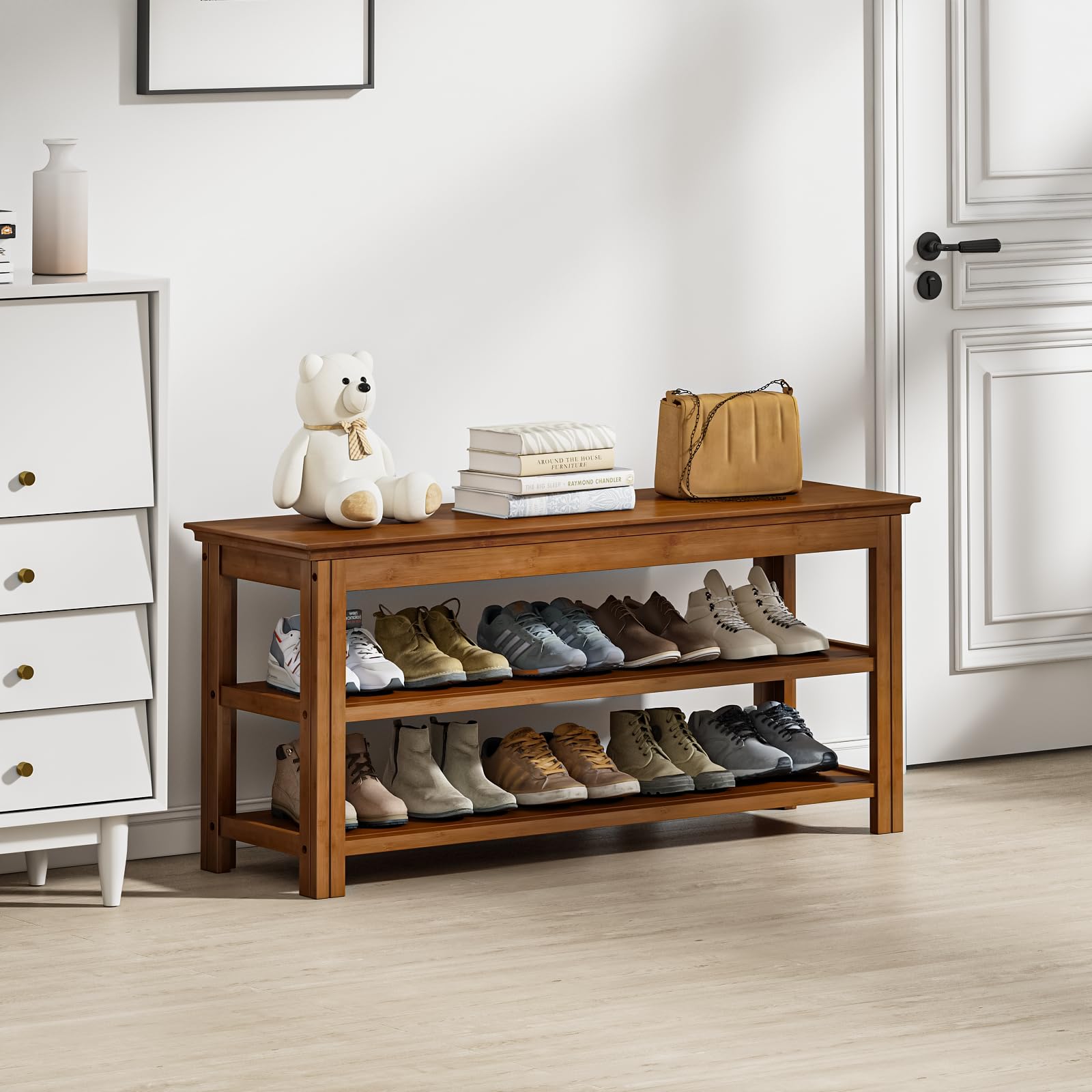 Photo 1 of ***USED - DAMAGED - POSSIBLY MISSING PARTS***
Bamworld Shoe Bench 3 Tier Bamboo Entryway Storage Benches Rustic Solid Wood Shoe Rack (R-Brown,39.4") 3T-39.4 IN