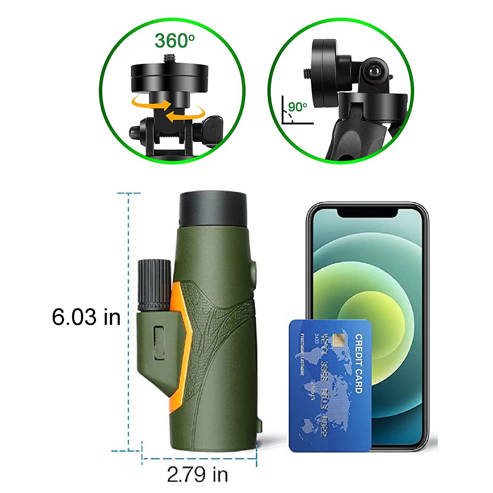 Lunety 12×50, z uchwytem na smartfona, statywem, obiektywem FMC, lunety z pryzmatem BAK4, teleskop o wysokiej rozdzielczości dla dorosłych, odpowiedni do uprawiania turystyki pieszej, kempingu,