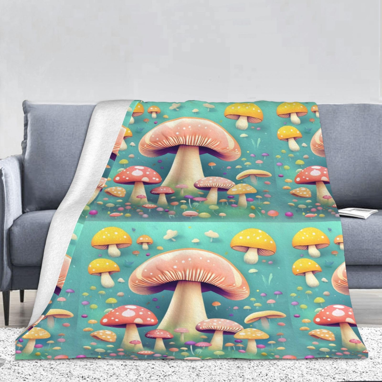 Couverture flanelle champignons pour des soirées cocooning au chaud