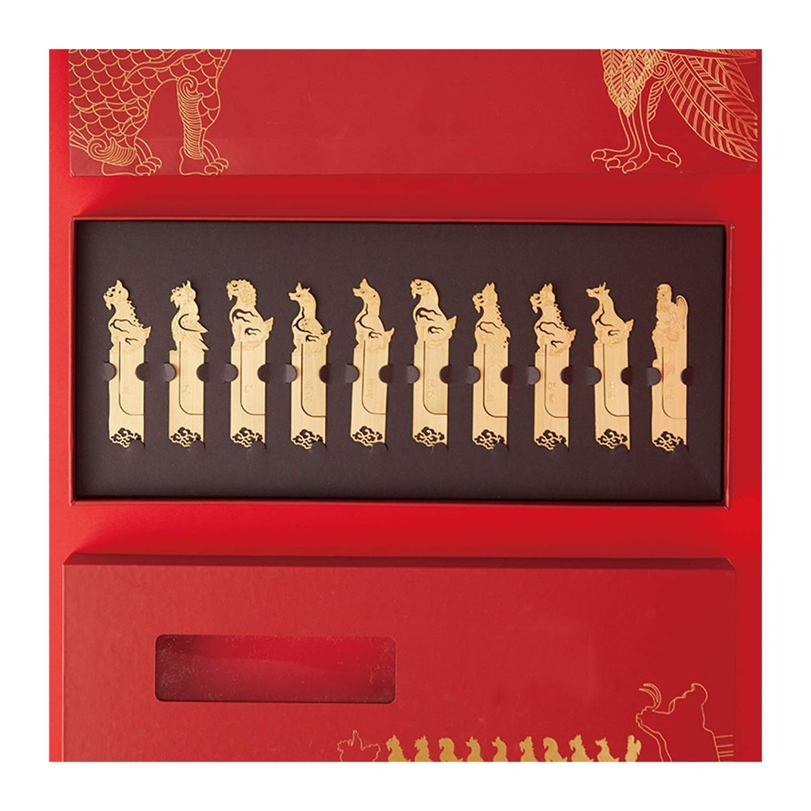 Signet Animaux propices en Laiton Bookmark Boîte-Cadeau Boîte-Cadeau 10pcs, Creux Art Vintage Bookmark - Present for Adolescents Adultes lecteurs signets pour Hommes Femmes