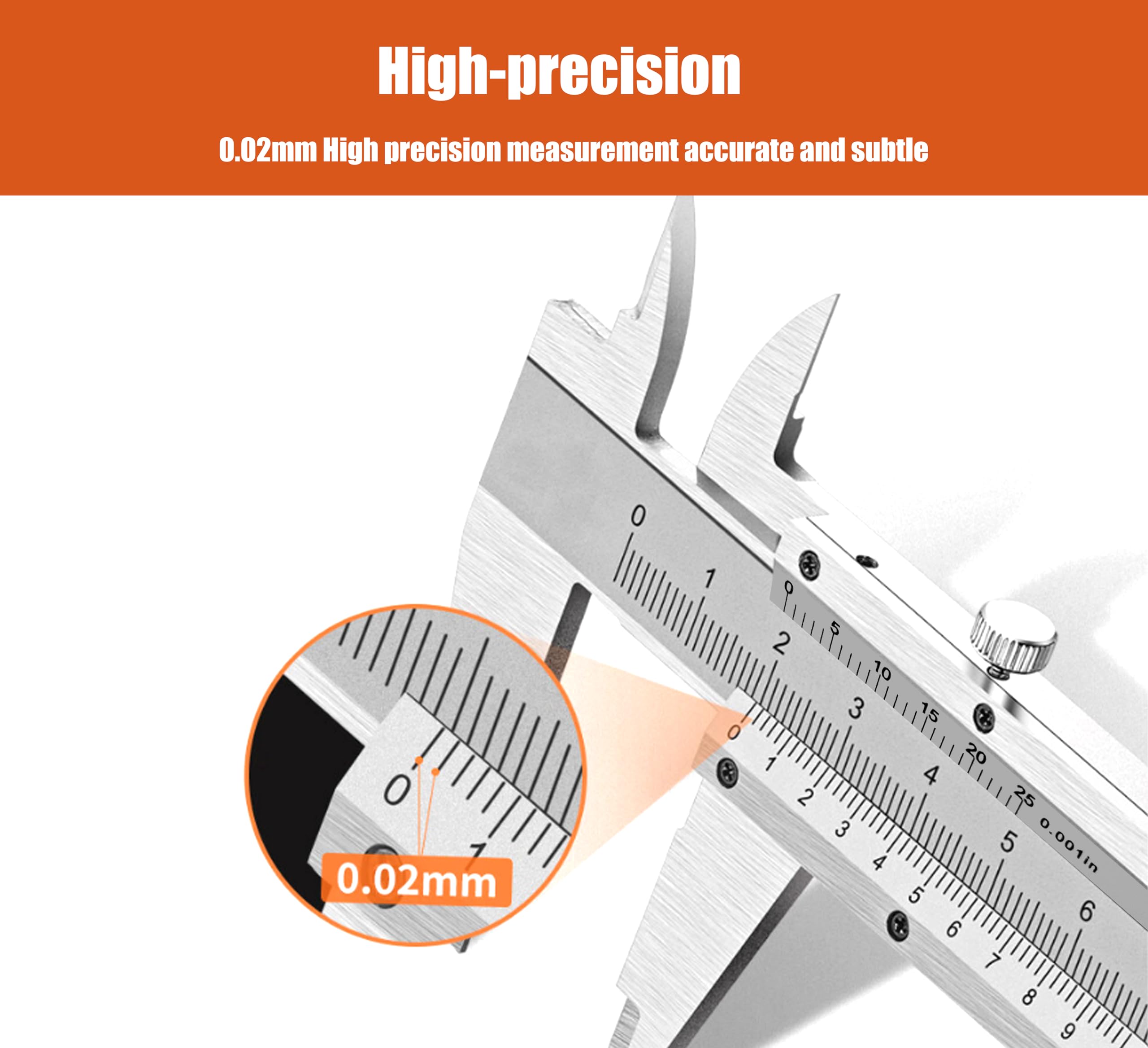 Calibro a corsoio da 30,5 cm, strumento di misurazione in acciaio inossidabile, micrometro manuale da 0-300 mm, 0,02 mm, per misure interne, esterne, profondità e gradini (30,5 cm)