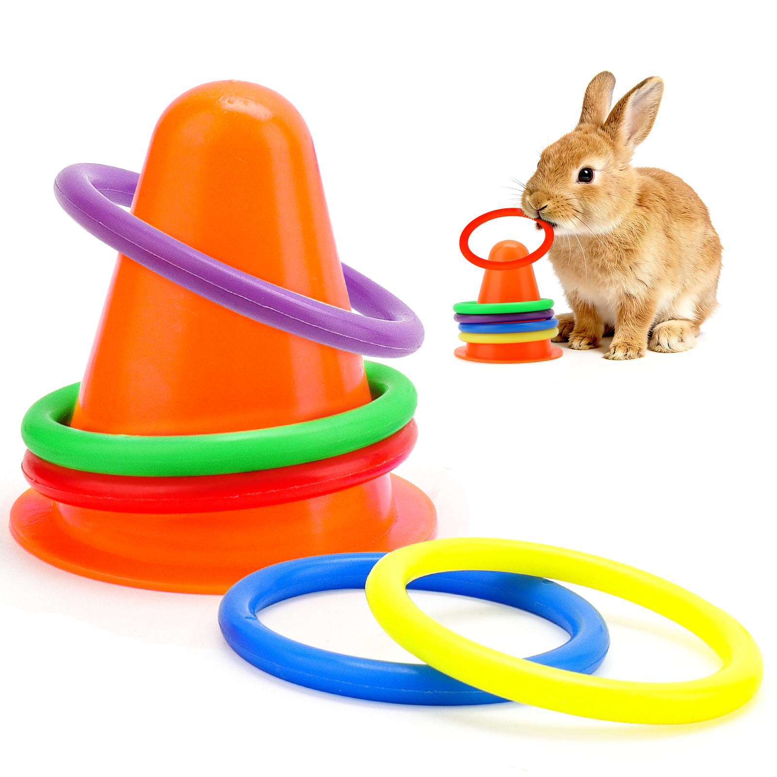 WALLFID Juego De 6 Piezas,para Entretener Estimular Y Liberar Emociones del Conejo,Juguetes para Conejos,Juguetes para Conejos Enanos,Accesorios Conejo para Diversion Y Actividad En Casa (Naranja)