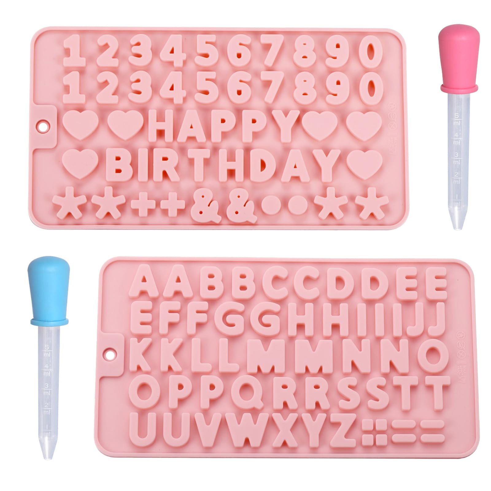 4 Pack Chocolate Moulds, Alphabet Silicone Moulds for Baking, Number Jelly Mould for Chocolate, Candy, Resin Crafts, Soap, for Birthday, Party, Baking and DIY