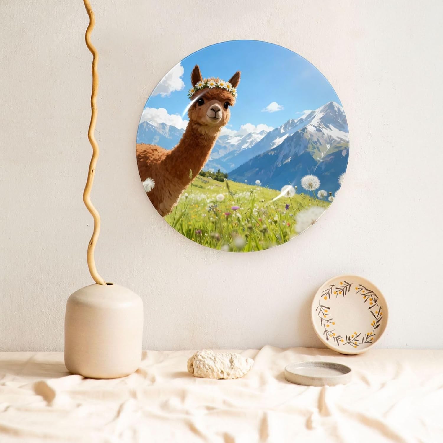 Grassland Animals Style Ceramic Plate Display Decorative Plate With Stand Wall Hanging Plate For Home Decor 10 Inch