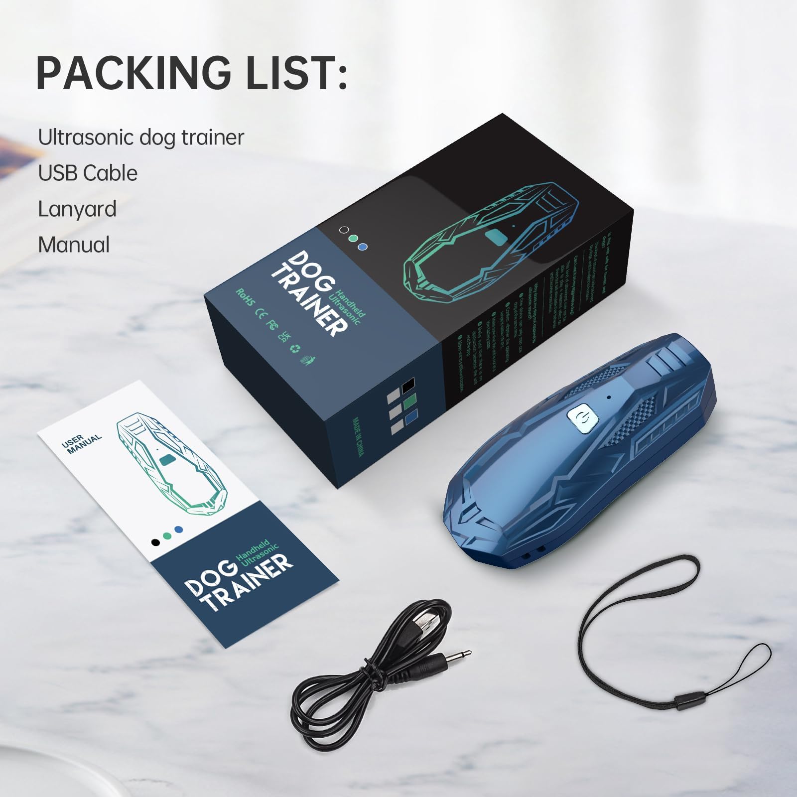 Antibell Ultraschall Gerät für Hunde, Anti Bell Gerät Hunde mit Variabler Frequenz 15-25kHz, Hundeabwehr Ultraschall 5m Reichweite, 1800mAh USB Wiederaufladbarer Ultrasonic Dog Trainer