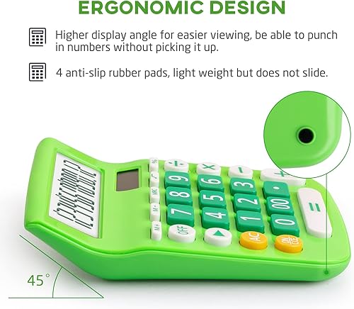 Miniatura 3 de Calculadoras de escritorio, botón grande de pantalla grande, energía solar y de batería dual, 12 dígitos pequeña calculadora funcional básica