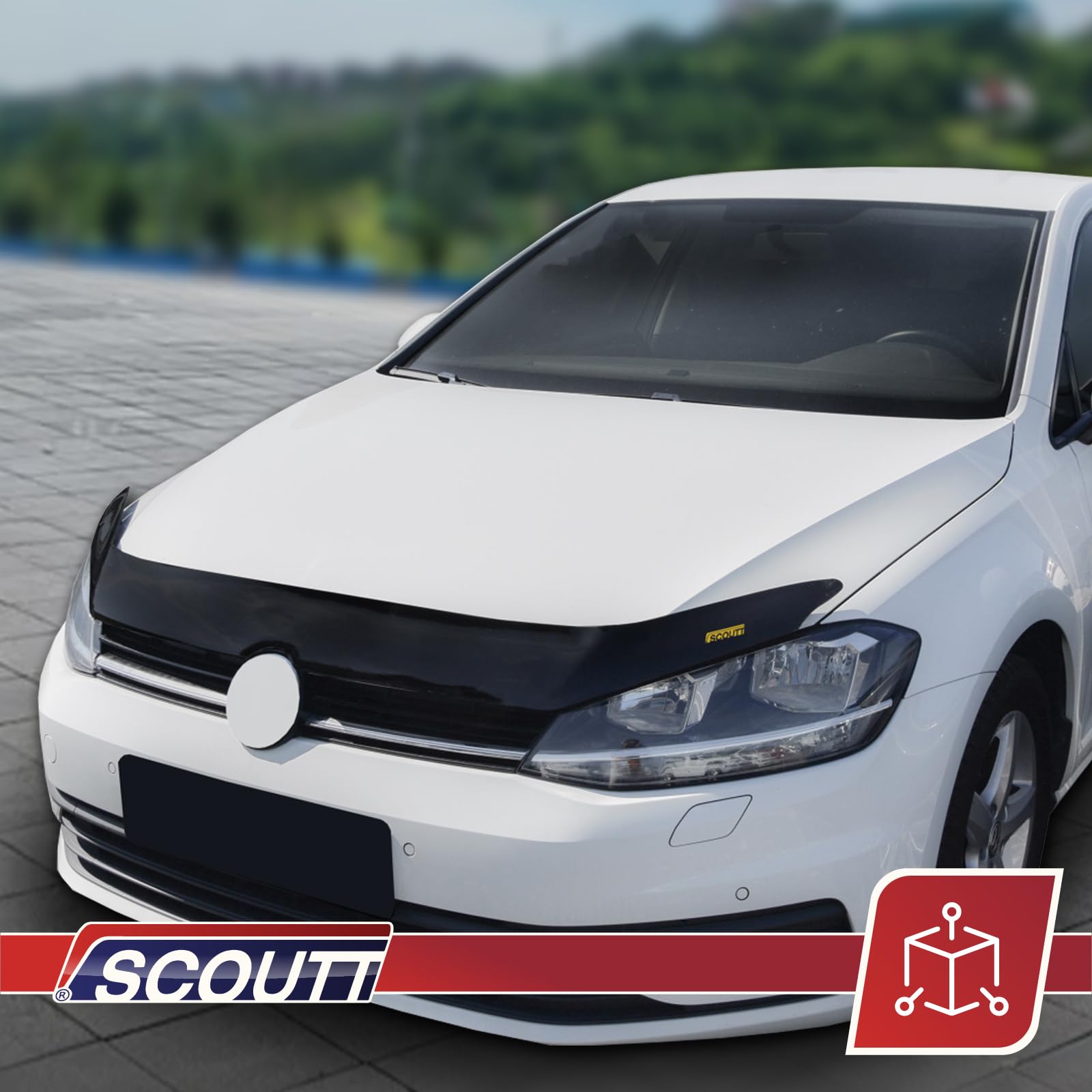 SCOUTT Bra de Capot Déflecteur de Protection pour Skoda Kodiaq 2017-2023, Aérodynamique, Assemblage Facile, Aucun Perçage Requis