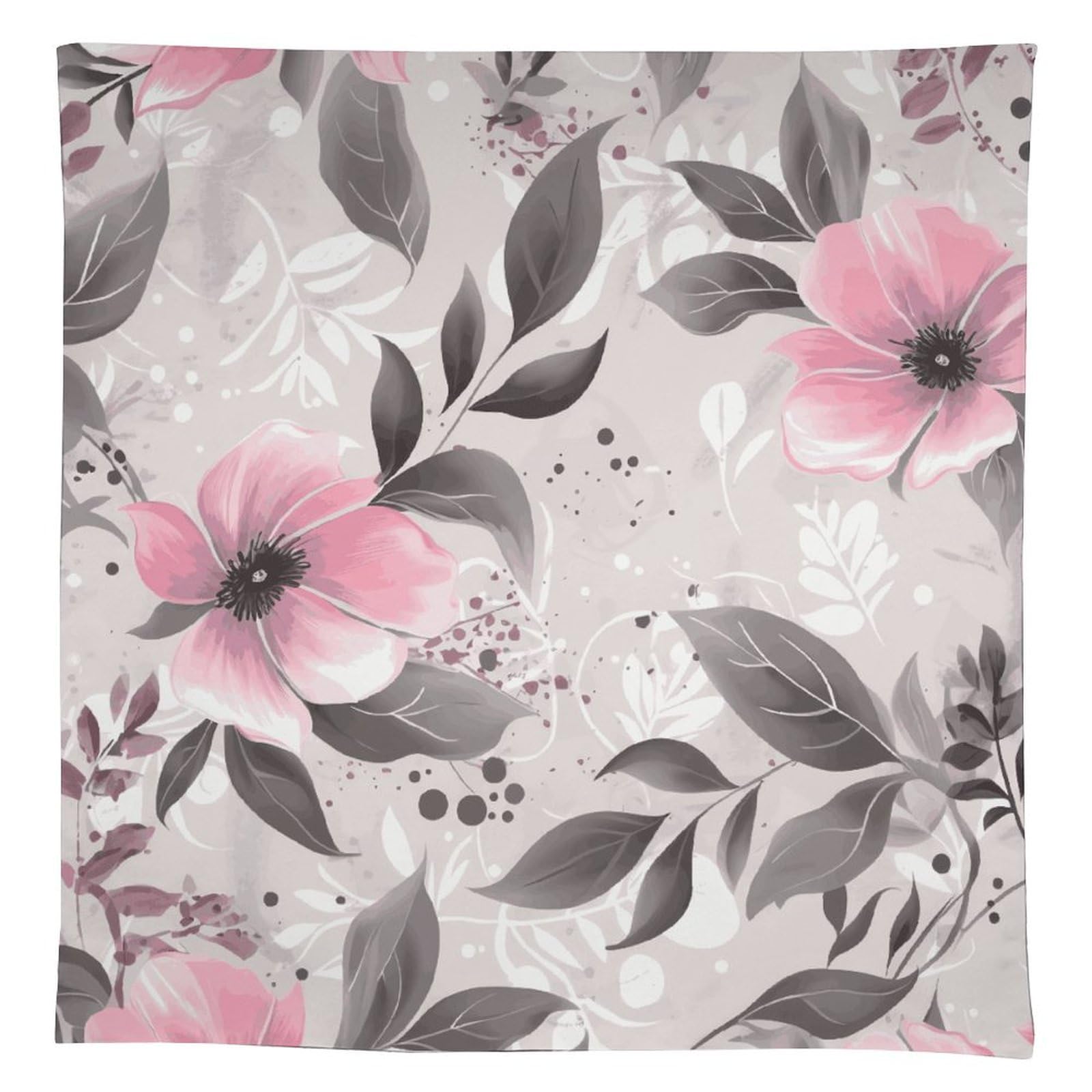 Nappe rectangulaire fleurs roses nappe anti-tache grise rustique 140x140