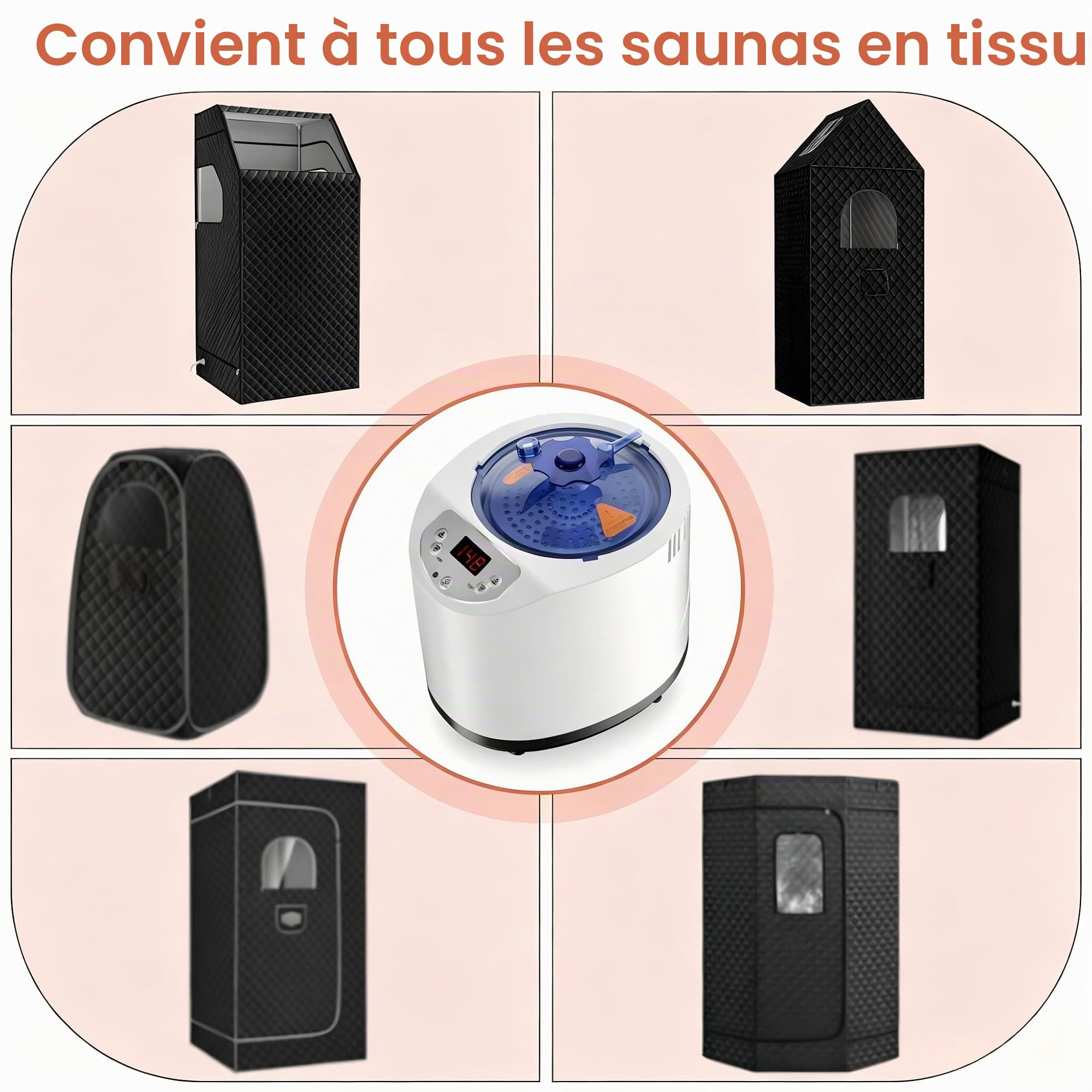 I-THERA-U Générateur de vapeur pour sauna - 3 l - Portable - 1200 W - Pour la maison - Générateur de vapeur avec télécommande, minuterie, 15 niveaux de chauffage, bain de vapeur, sauna à domicile