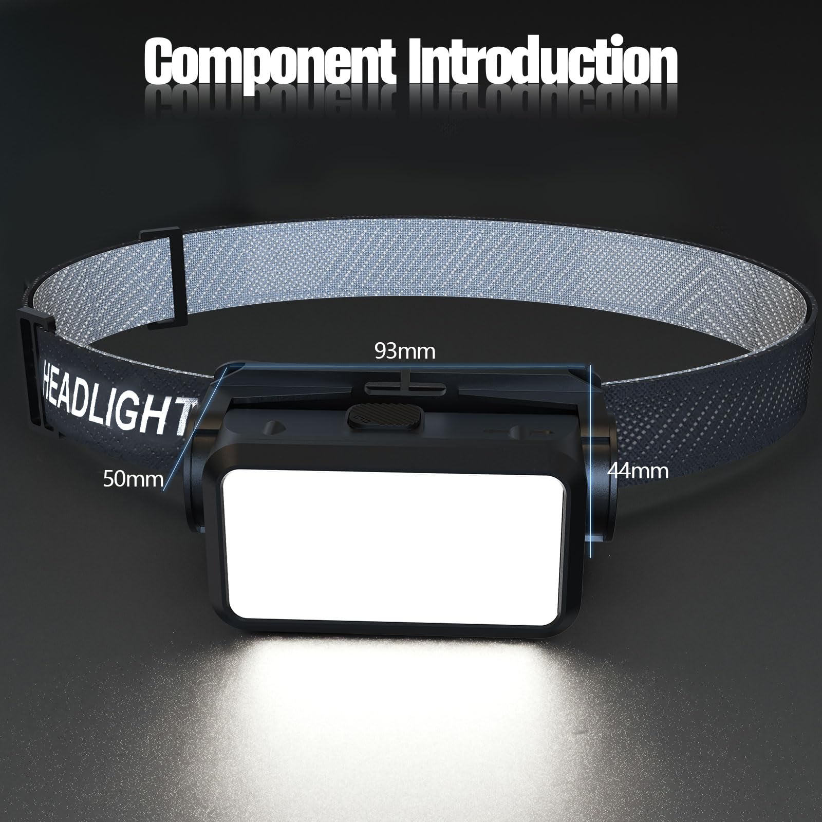 Wiederaufladbare LED-Stirnlampe, wasserdichte Stirnlampe, leicht, weiß/gelb, LED-Taschenlampe für Camping, Wandern, Laufen, Reparaturen, Angeln, Radfahren, Camping-Zubehör