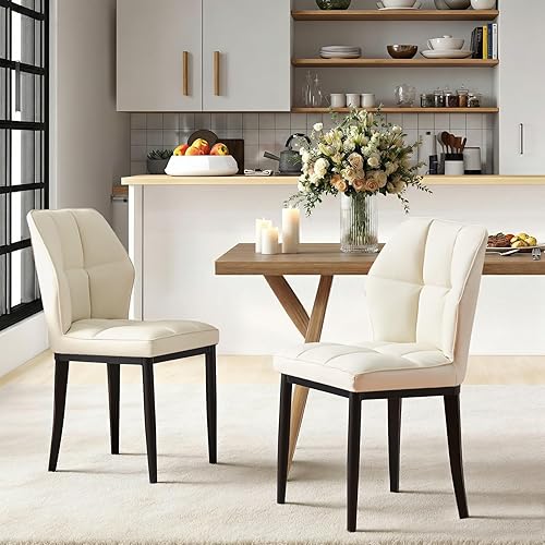 Miniatura 116 de Bekrvio Sillas de Comedor - Juego de 6 sillas de comedor modernas de mediados de siglo, sillas de comedor tapizadas sin brazos, sillas de comedor de