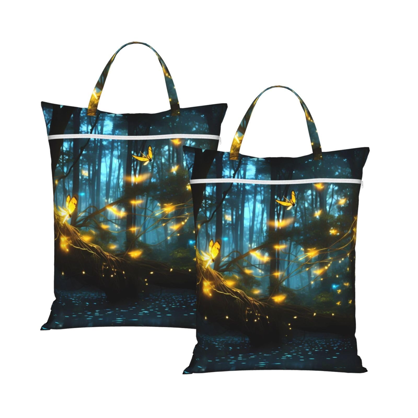 Fireflies Travel Laundry Bag With Zipper Dirty Clothes Bag Water Resistant Laundry Storage Sack Portable Organizer For Travel Beach School Camping Gym