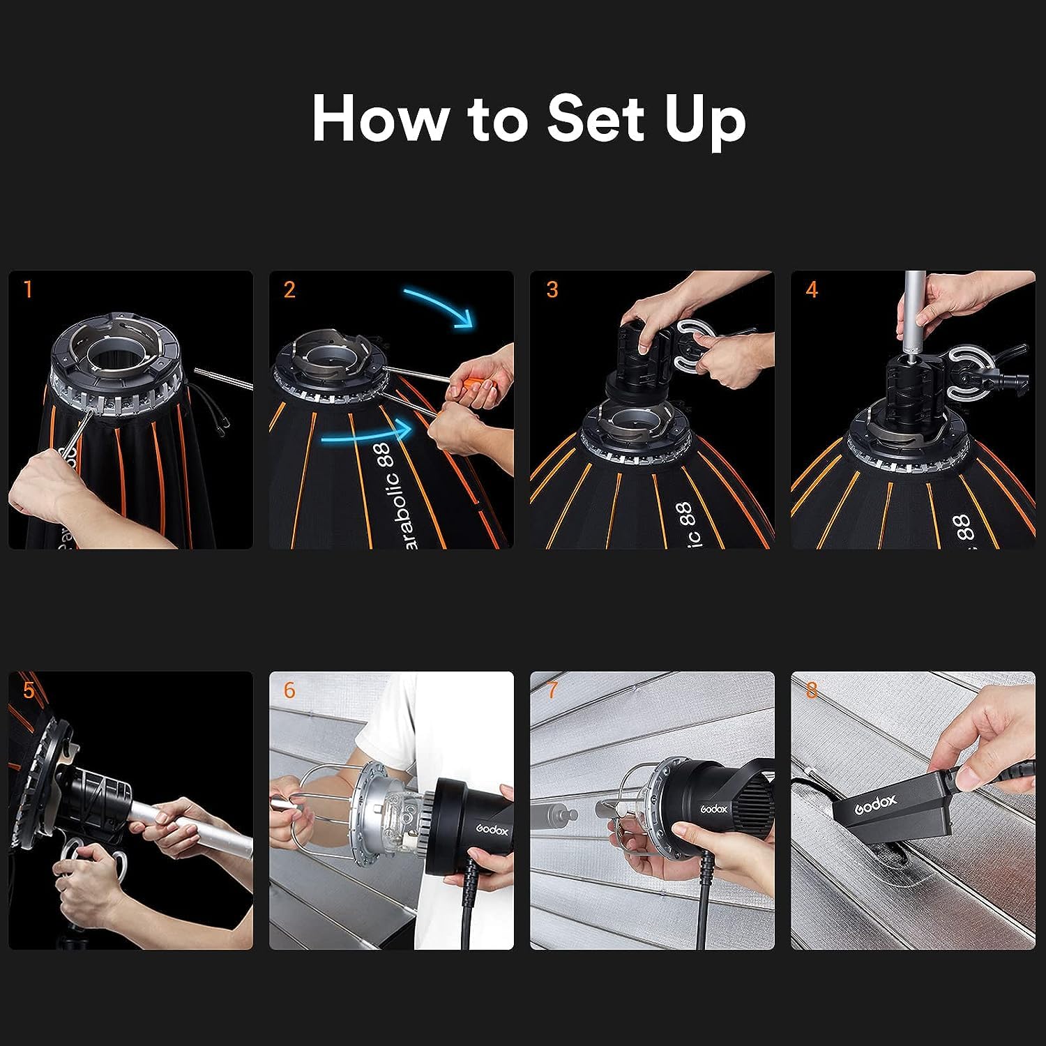 Godox Parabolic P68 zestaw Softbox Parabolic Light Focusing System Soft Parasol i dyfuzor do lamp błyskowych Godox Bowens Mount LED