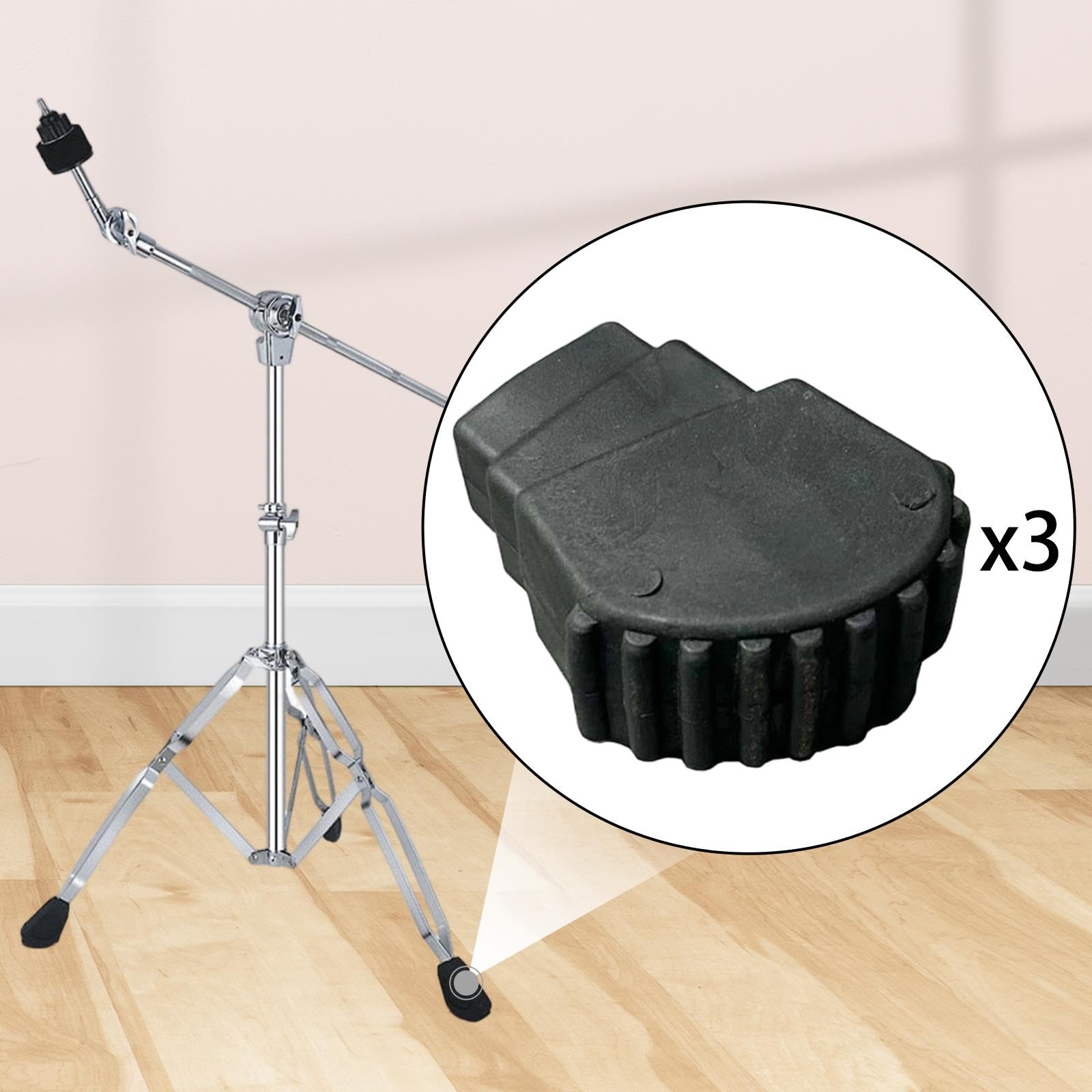 3 Piezas Pies de Batería Protectores de Patas Antideslizantes para Hardware de Batería Instalación Rápida Adecuado para Ensayos Conciertos, Style E