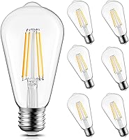 Vista 1 de Brightown 6 Pack LED Edison Light Bulbs, 6W, Equivalent 60W, High Bright 2700K Warm White,750 Lumens, Non-Dimmable, E26 Base ST58 Antique Filament