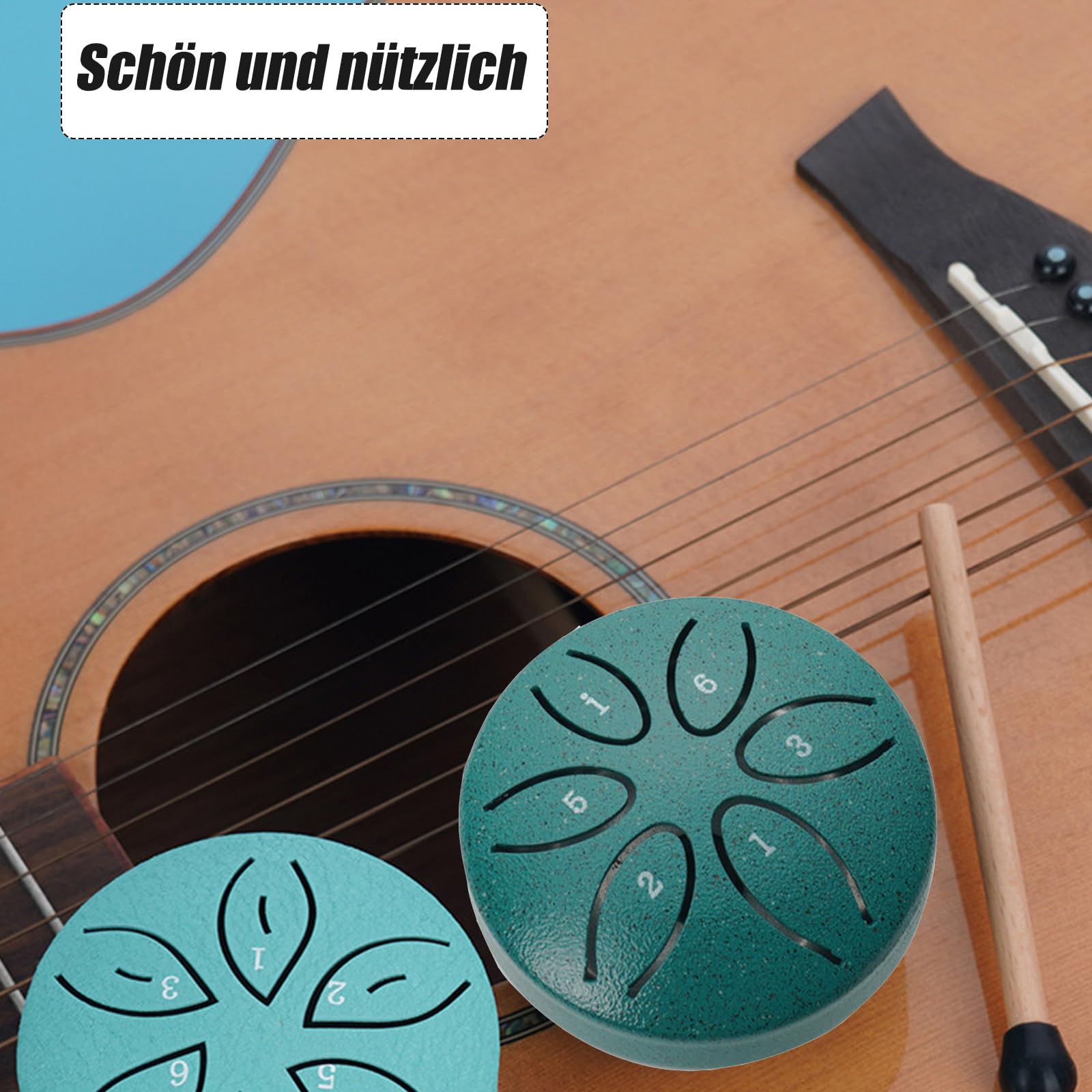 Tamburo Di Lingua In Acciaio (Tongue Drum) Da 3 Pollici, 6 Toni - Con Bacchette, Per Principianti, Meditazione, Yoga