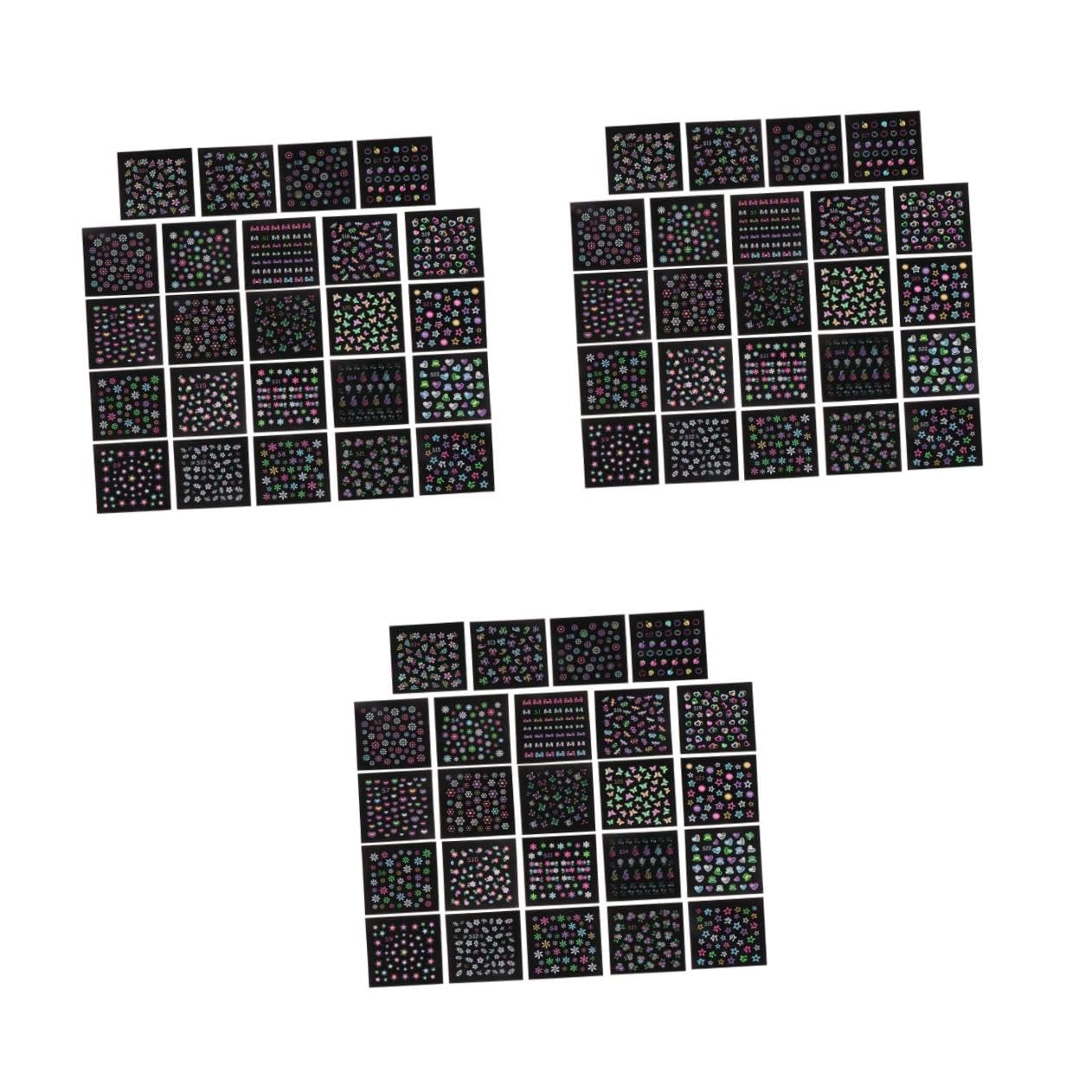 3 Set Sticker Per Unghie Fluorescenti Adesivi Nail Art Creativi Per Decorazioni Feste E Manicure Diy Per Donne E Ragazze Fogli*3