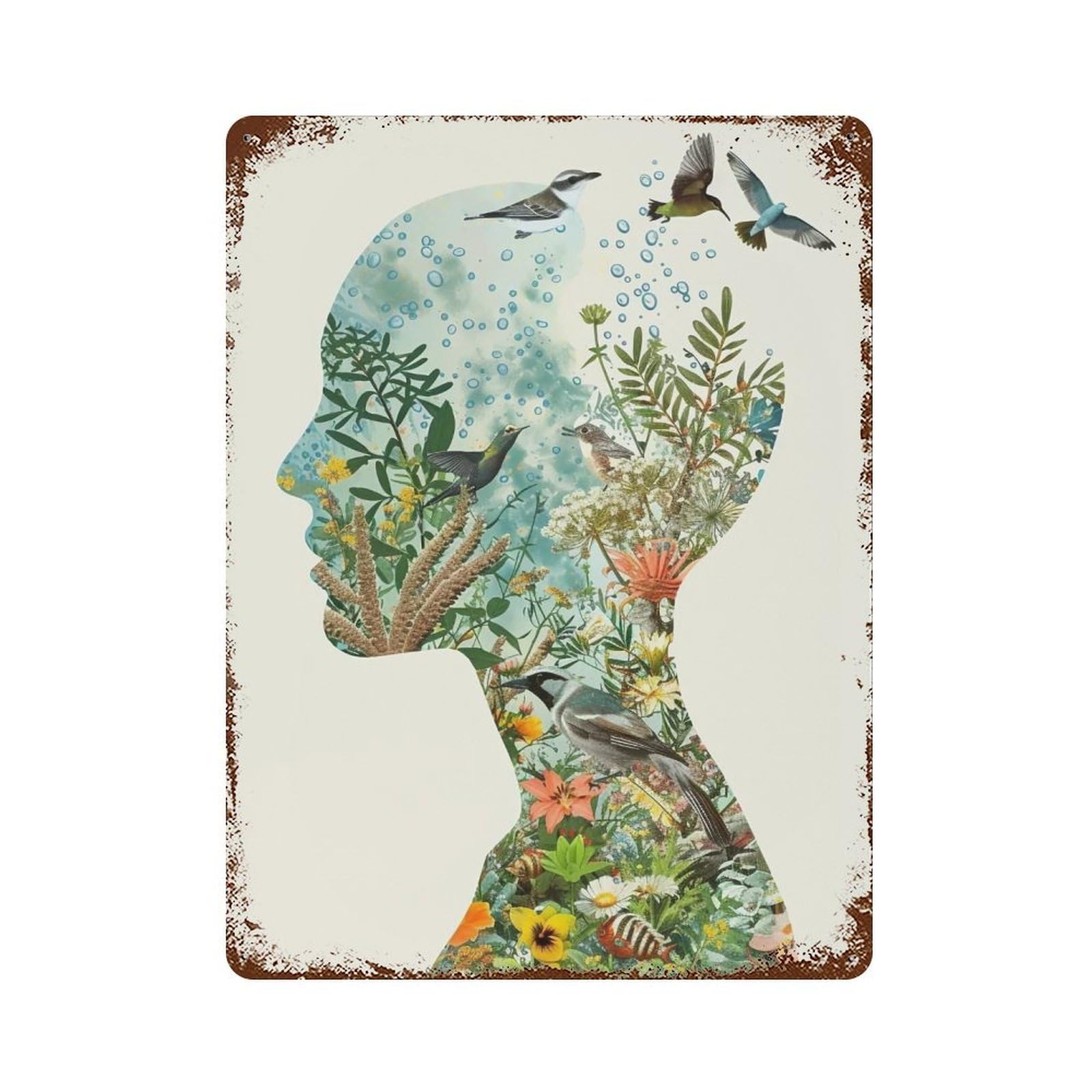Wihyrtui Style Whimsical Integrated Nature Human Motif 04 Wall Retro Iron Metal Tin Sign Vintage Art Poster Modern Home Cofffee Club Art Bar Shop Decor 40X30cm