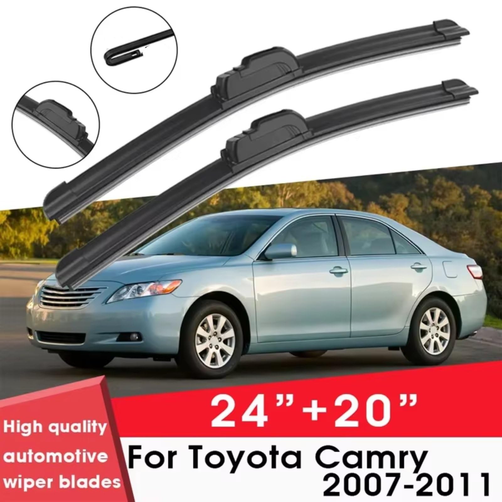 Kit Limpiaparabrisas Compatible Con Toyota Para Camry 2007 2008 2009 2010 2011 24 "+20" Limpiaparabrisas Goma Silicona Accesorios Para Limpiaparabrisas Automóviles Escobillas Limpiaparabrisas
