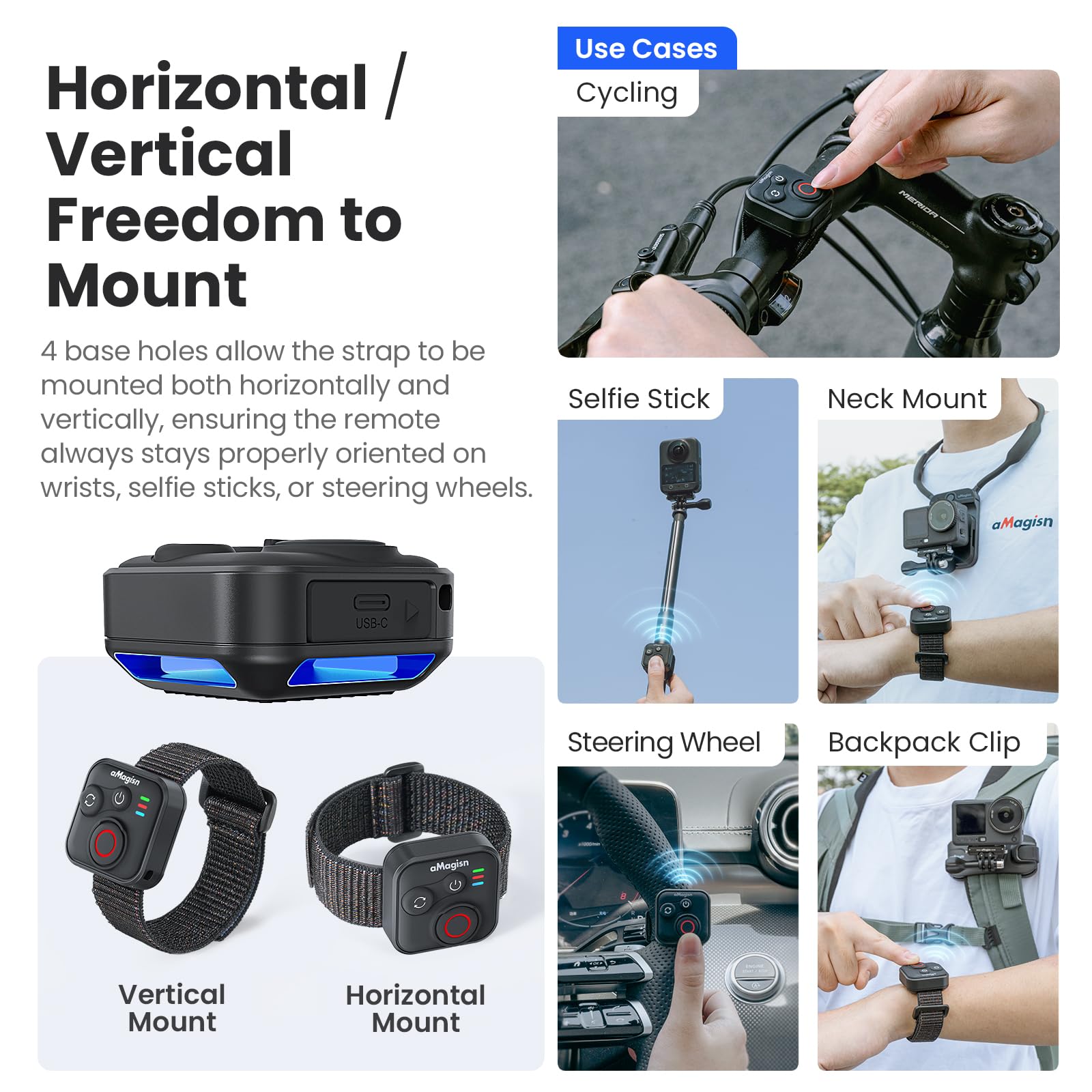 Treeboy Bluetooth Remote Control for DJI OSMO 360/Action 6/5 Pro/4 Cameras and iOS Android Phones