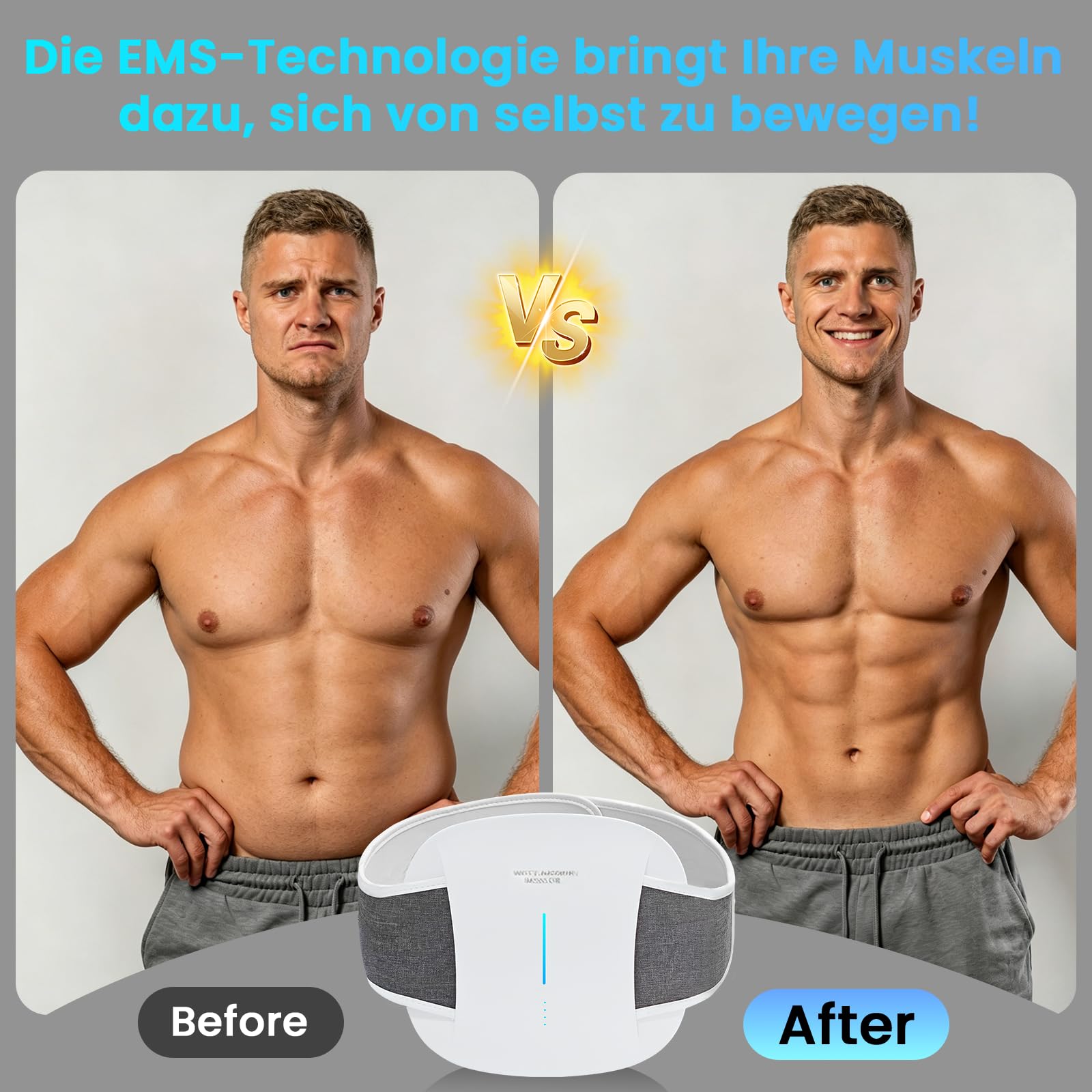 EMS Bauchmuskeltrainer, 3D Bauchmuskeltrainer mit 6 Modi 20 Intensitäten, Bauchtrainer mit 3 Stufige Heizung, mit Fernbedienung für Bauchmuskel Muskelaufbau, Geschenk für Männer Frauen