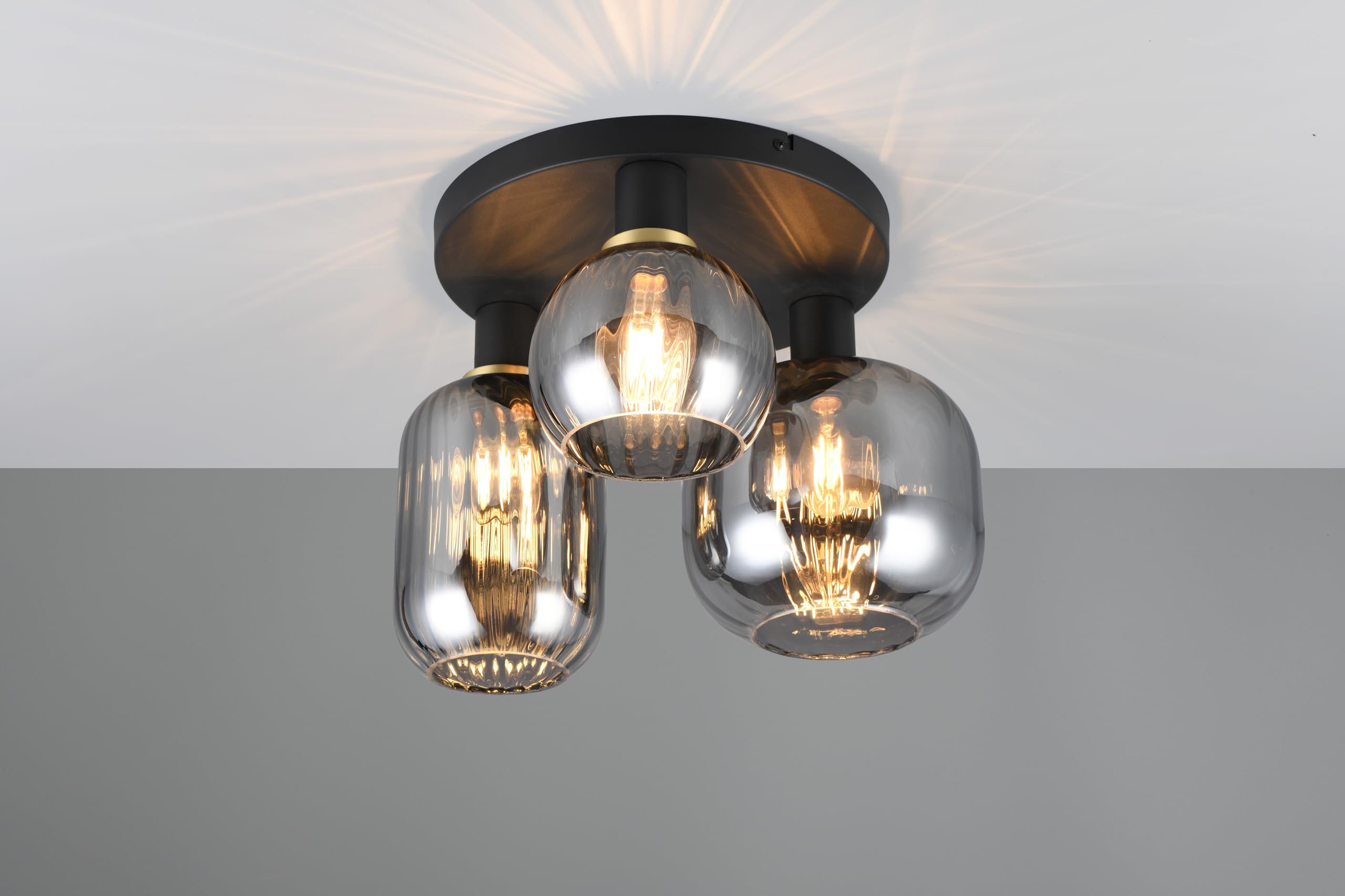 Trio Leuchten lampa sufitowa DIVA 619800332, metal czarny matowy, szkło chromowe w parze, z wyjątkiem 3x E27