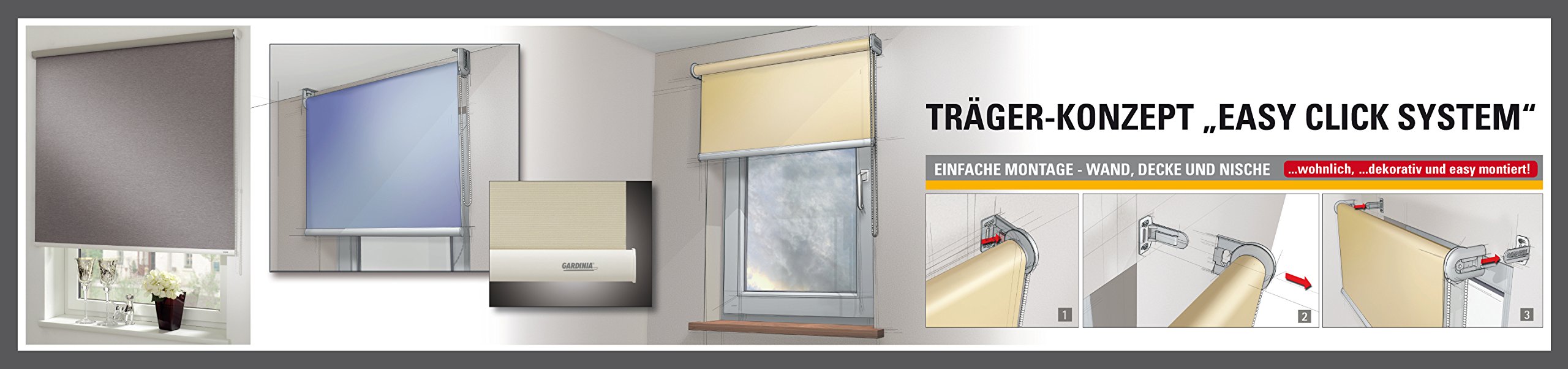 Gardinia Seitenzug-Rollo zum Abdunkeln, Decken-, Wand- oder Nischenmontage, Lichtundurchlässig, Alle Montage-Teile inklusive, Dunkelblau, 112 x 180 cm (BxH), 6241112180