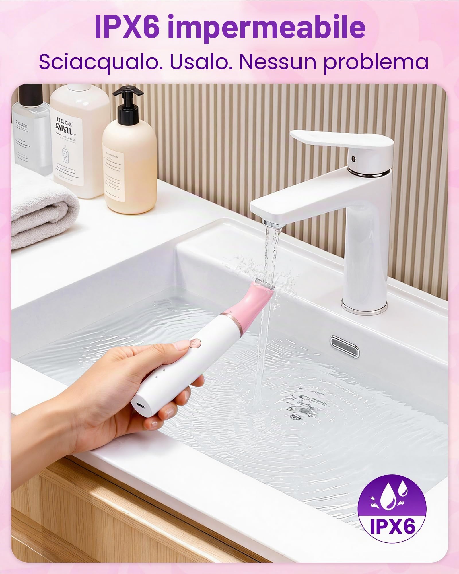 Rasoio Elettrico Donna Parti Intime: 4 in 1 Indolore Depilatore Corpo Donna per Viso, Corpo, Sopracciglia, Gambe e Ascelle, Uso Bagnato e Asciutto, Senza Filo, USB-C Ricaricabile con Borsa, Regalo
